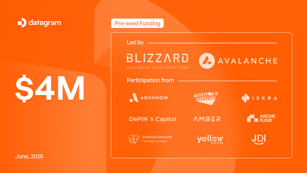Datagram Raises $4M Pre-Seed Round to Launch DePIN Baselayer on Avalanche
